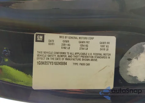 2001 Cadillac Deville Dhs from USA, damaged, VIN 1G6KE57Y51U245084